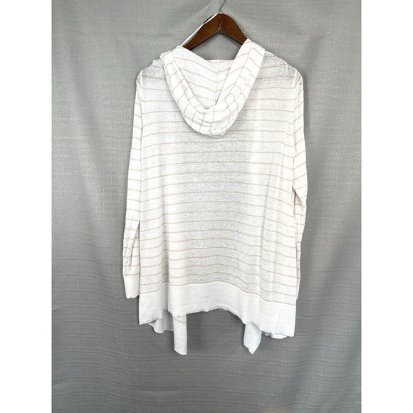 Cynthia Rowley Cardigan Sweater Womens Size XL White Linen Open Front Coastal - Picture 3 of 6